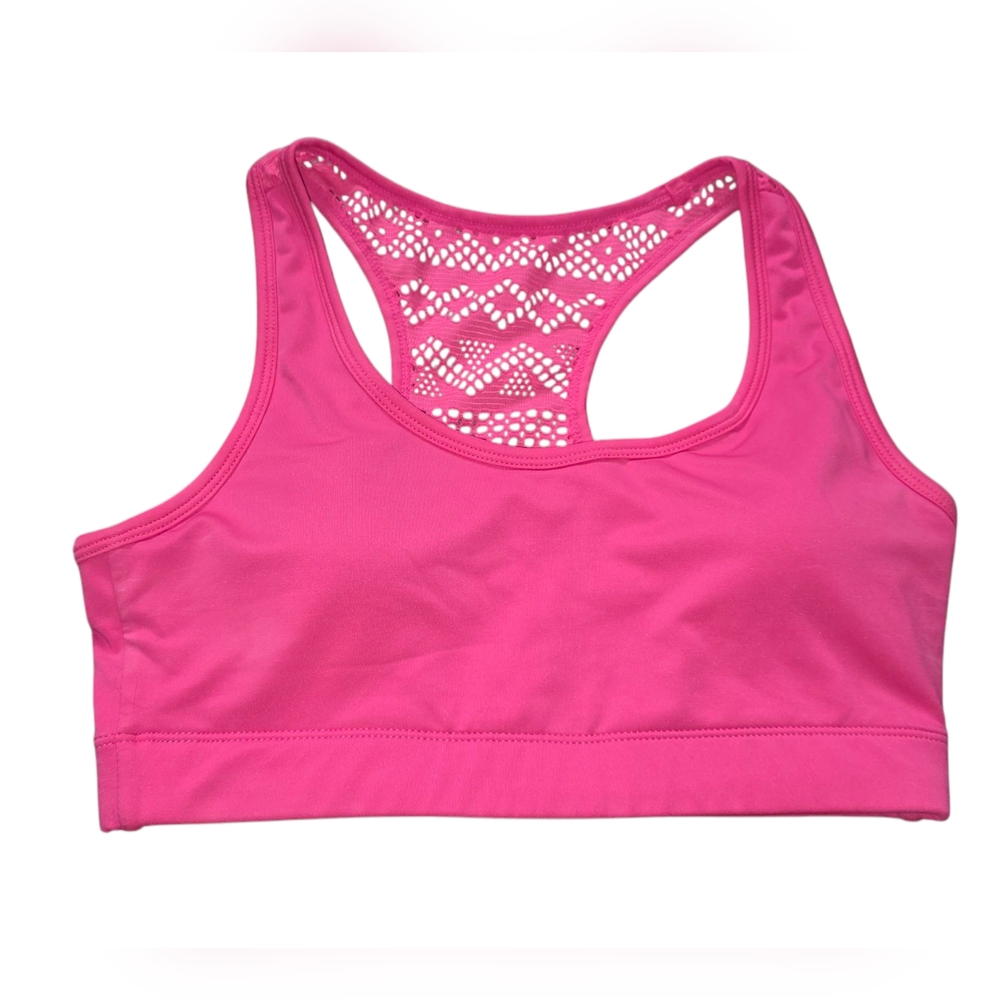 ZYIA Pink Racerback Sports Bra with Geometric Mesh